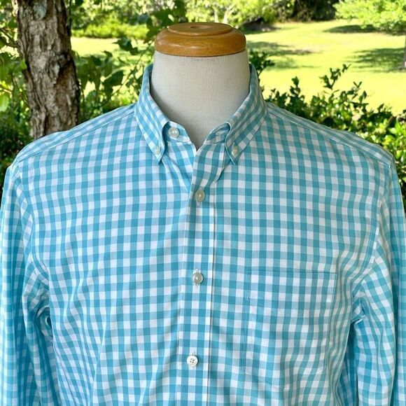 Untuckit Torrence-WF Gingham Print Dress Shirt. Size Medium Slim Fit Wrinkle Fre - Picture 2 of 8
